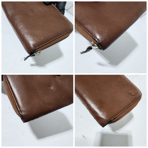 Authentic GUCCI Soho Round Zipper Long GG Interlocking Leather Wallet Brown - Picture 9 of 10